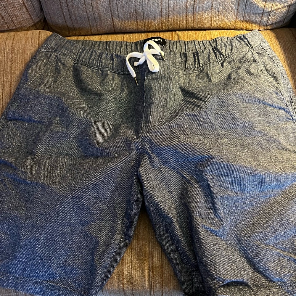 Express Gray Board Shorts with Elastic Waistband